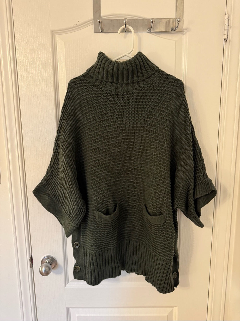 lululemon athletica Olive Green Ribbed Turtleneck Poncho Sweater